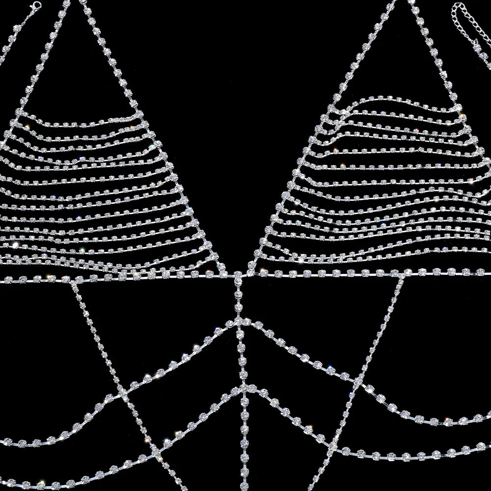Fashion Luxury Crystal Bodysuit Lingerie Body Chain for Women Bling Rhinestone Body Chain Bikini One Pc Dress Jewelry - Shoppiline