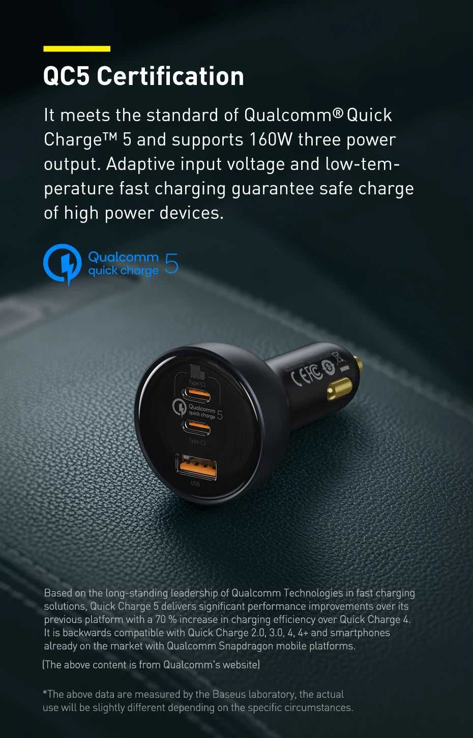 Baseus 160W Car Charger QC 5.0 Fast Quick Charging PPS PD3.0 USB Type C Car Phone Charge For iPhone 13 14 15 Pro Laptops Tablets - Shoppiline