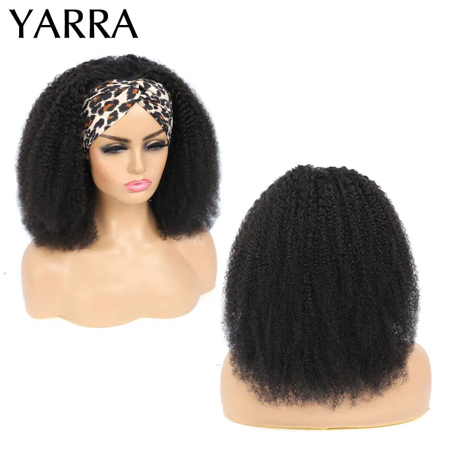 Afro Kinky Curly Echthaar Stirnband Perücke für schwarze Frauen 180% Dichte Brasilianisches Remy Voll maschinell hergestellt 100% Echthaar YARRA