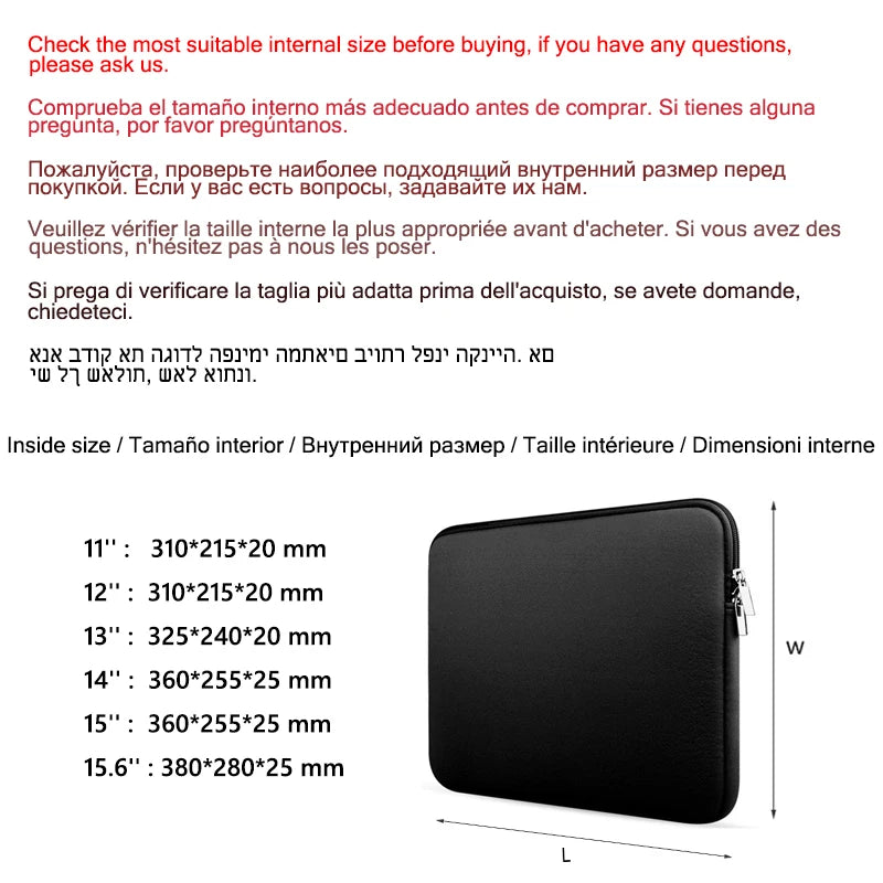 Weiche Laptoptasche für Xiaomi HP Dell Lenovo Notebook Computer für Macbook Air Pro Retina 11 12 13 14 15 15.6 Hülle Hülle Cover