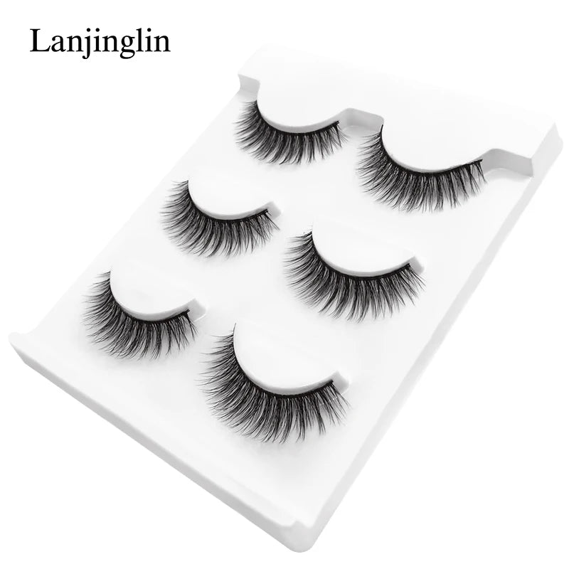 Neu 3 Paar natürliche falsche Wimpern Fake Lashes langes Make-up 3D Nerzwimpern Verlängerung Wimper Nerzwimpern für Schönheit #X11