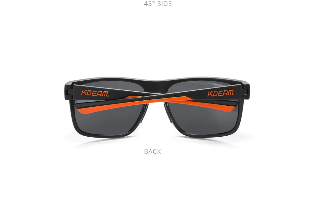 KDEAM New Polarized Men's Sunglasses Square Outdoor Photochromic Sun Glasses Women Non-Slip Nose Pad Full Accessories Included