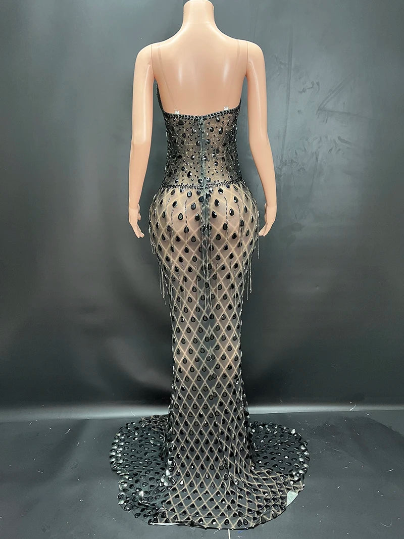 Novance Y2848-F Trend Products 2024 Transparent Luxury Wedding Dress Rhinestone Sexy Women Clothing With Tassel - Shoppiline