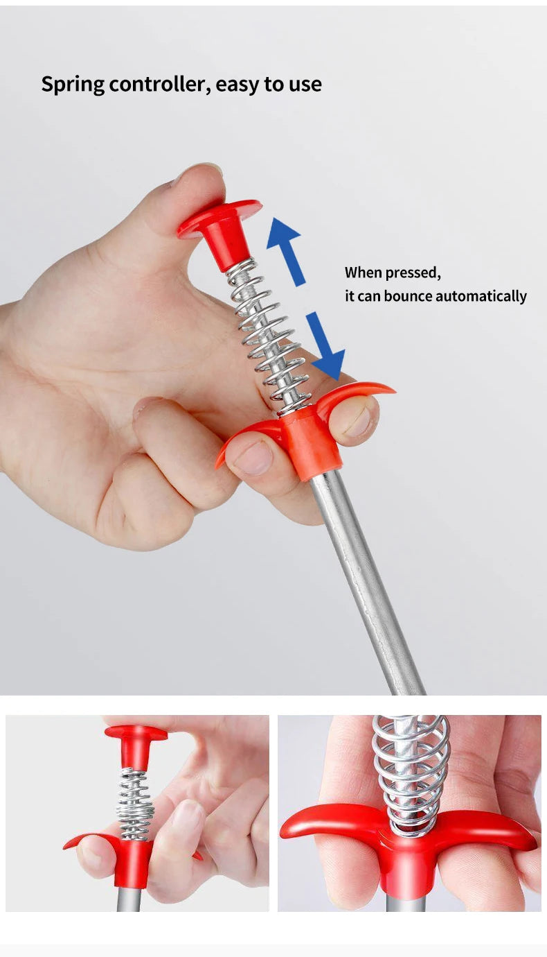 60cm Spring Pipe Dredging Tools, Drain Snake, Drain Cleaner Sticks Clog Remover Cleaning Household for Kitchen Bending Sink Tool