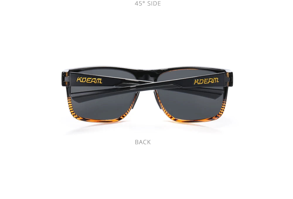 KDEAM New Polarized Men's Sunglasses Square Outdoor Photochromic Sun Glasses Women Non-Slip Nose Pad Full Accessories Included
