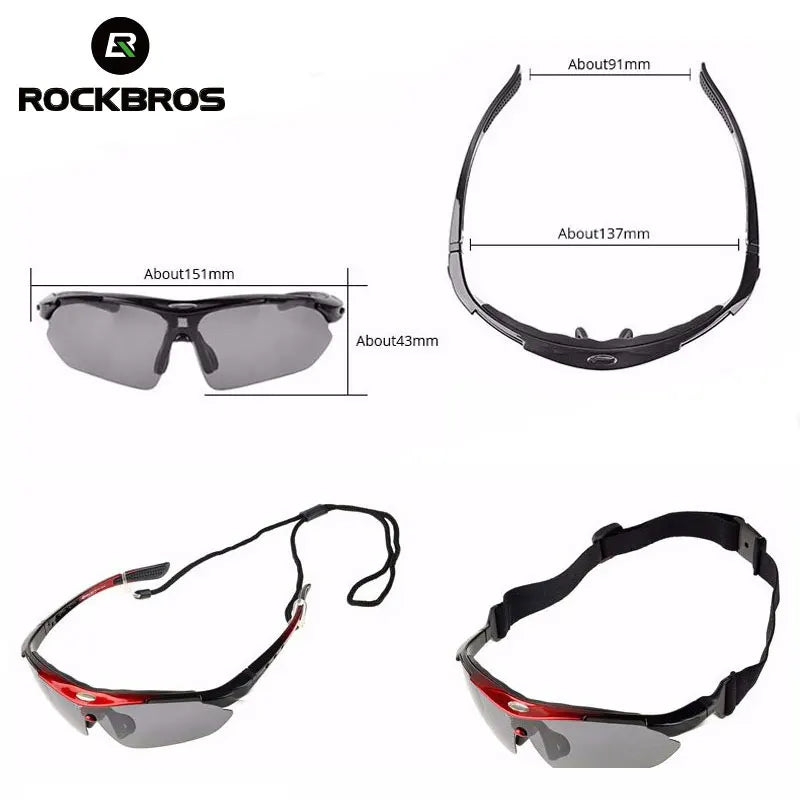 ROCKBROS Cycling Polarized glasses Bike Sunglasses Outdoor Sports Sunglasses MTB PC Goggles Eyewear 5/3 Lens Bicycle Accessory - Shoppiline