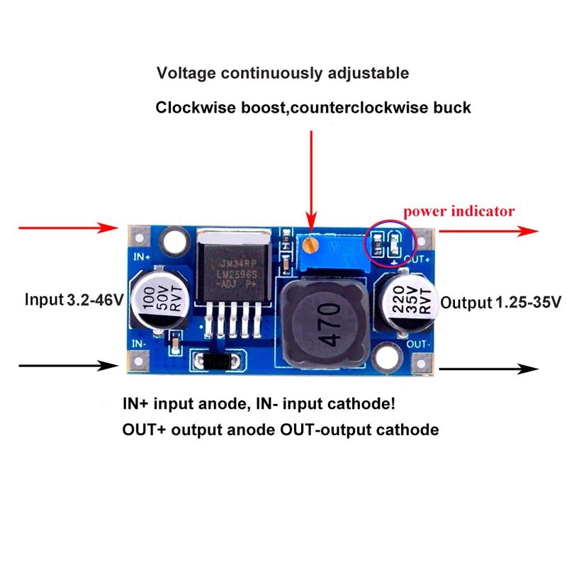 Javino LM2596S-ADJ 3-40V DC-DC adjustable step-down Voltage regulator power supply MODULE BOARD 3A Buck Converter LM2596s LM2596