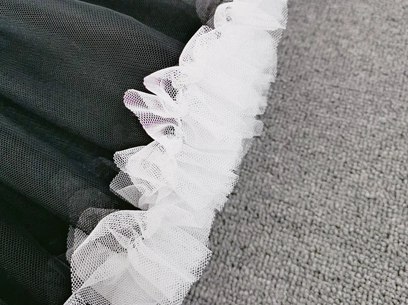 Lowest Pirce Womens 2-Layered Pleated Tulle Petticoat White Black Tutu Puffy Party Cosplay Skirt Lolita Cosplay Bridal Crinoline