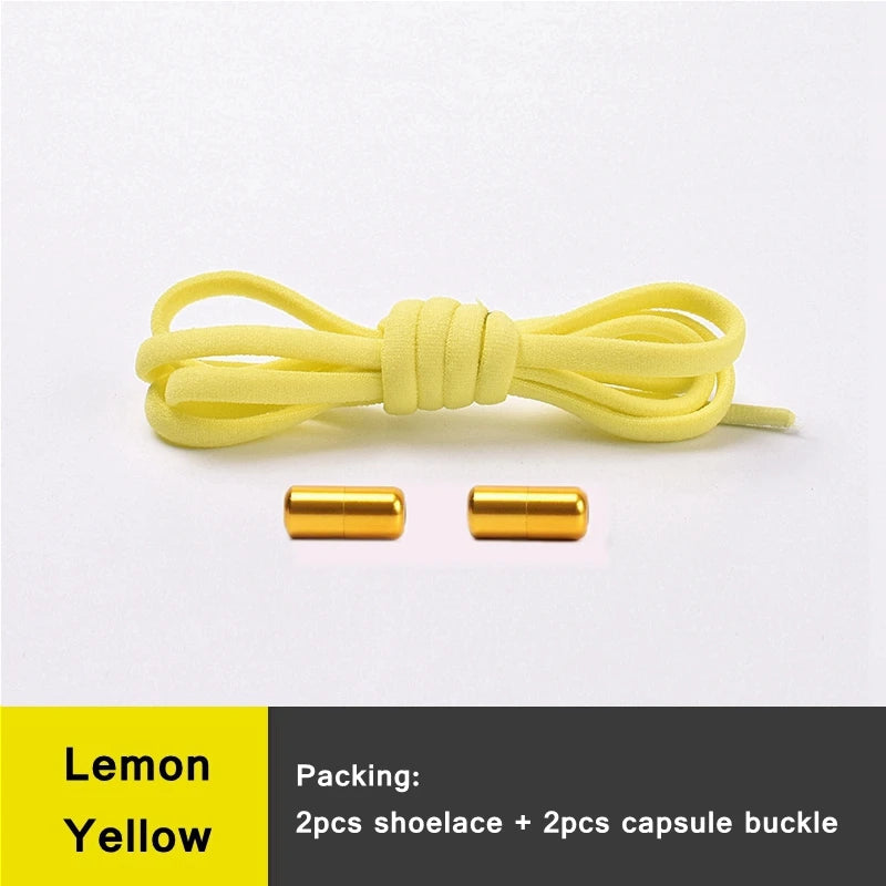NEW 1 Pair Round Color Elastic Shoelaces Lock No Tie Shoelace Metal Easy to Remove Suitable for All Shoes Lazy Lace 21 Colors