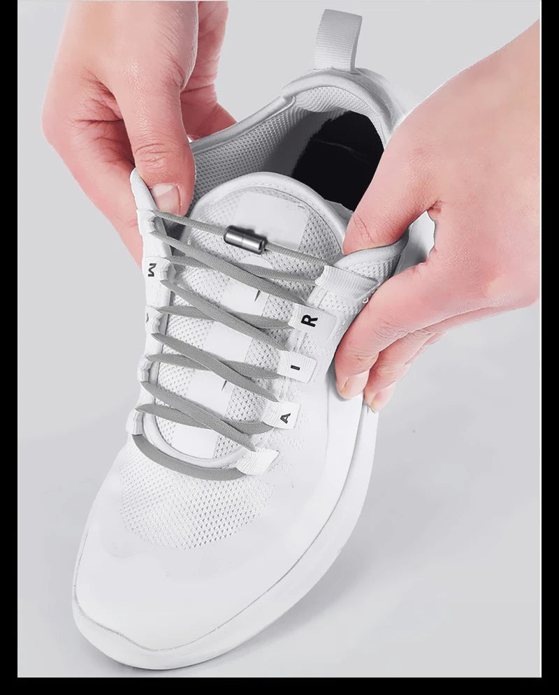 NEW 1 Pair Round Color Elastic Shoelaces Lock No Tie Shoelace Metal Easy to Remove Suitable for All Shoes Lazy Lace 21 Colors