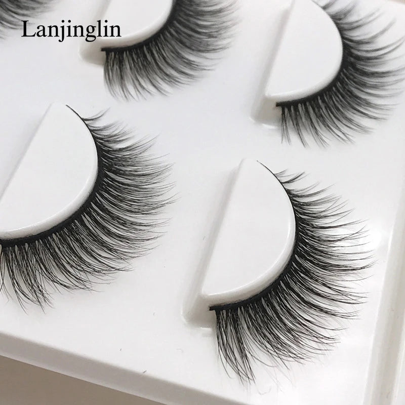 Neu 3 Paar natürliche falsche Wimpern Fake Lashes langes Make-up 3D Nerzwimpern Verlängerung Wimper Nerzwimpern für Schönheit #X11