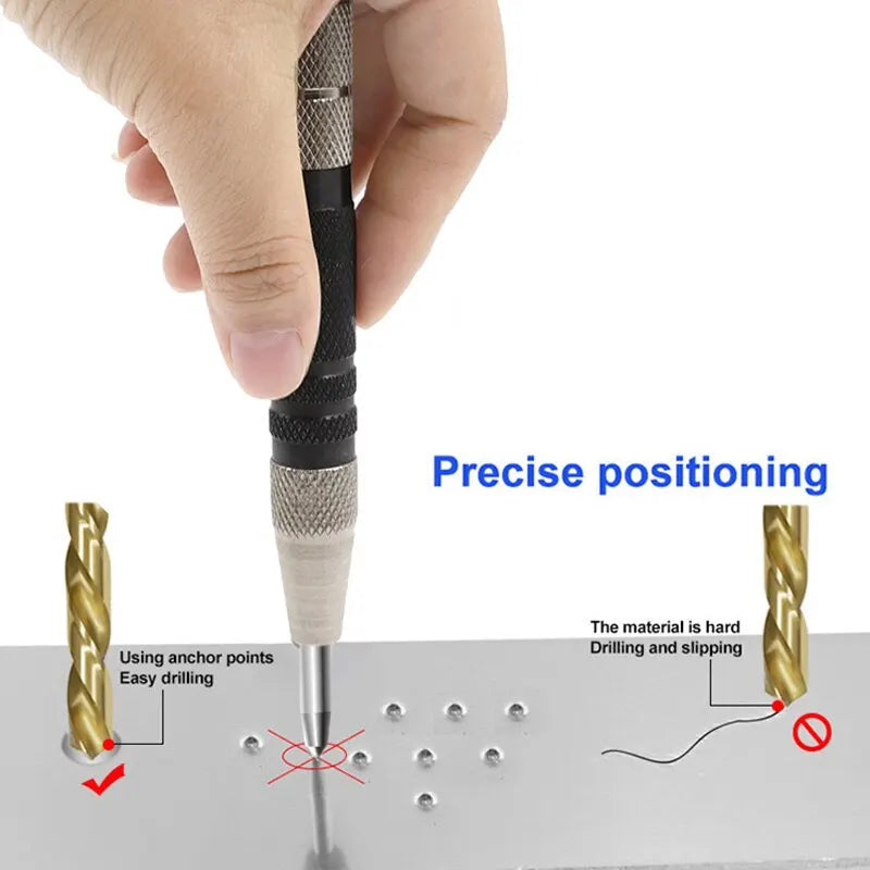2pc Spring Type Automatic Center Punch Locator Glass Striker Window Breaker Punch Centering Punch Punch Tool