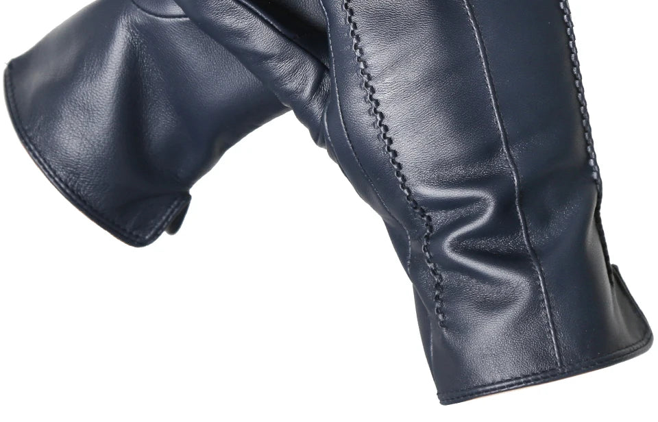 Women's sheepskin gloves winter warm plus velvet short thin touch screen driving color women's leather gloves good quality -2226