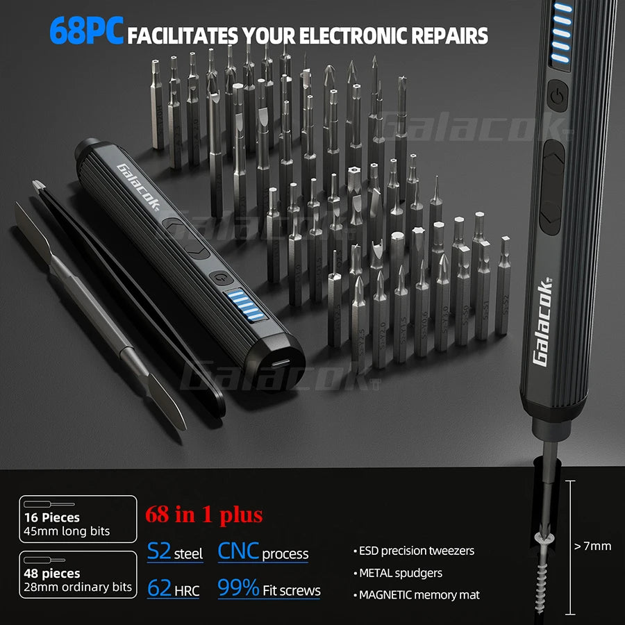 68 IN 1 Precision Electric Screwdriver Set 5 Levels Adjustable Comes Fill Light Professional Mobile Phone IPad Repair Tool - Shoppiline