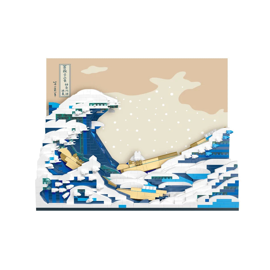 Pantasy Kanagawa Surfing Puzzle Ukiyo-E Building Block Decoration Creative Assembling Toy World Famous Painting Gift - Shoppiline