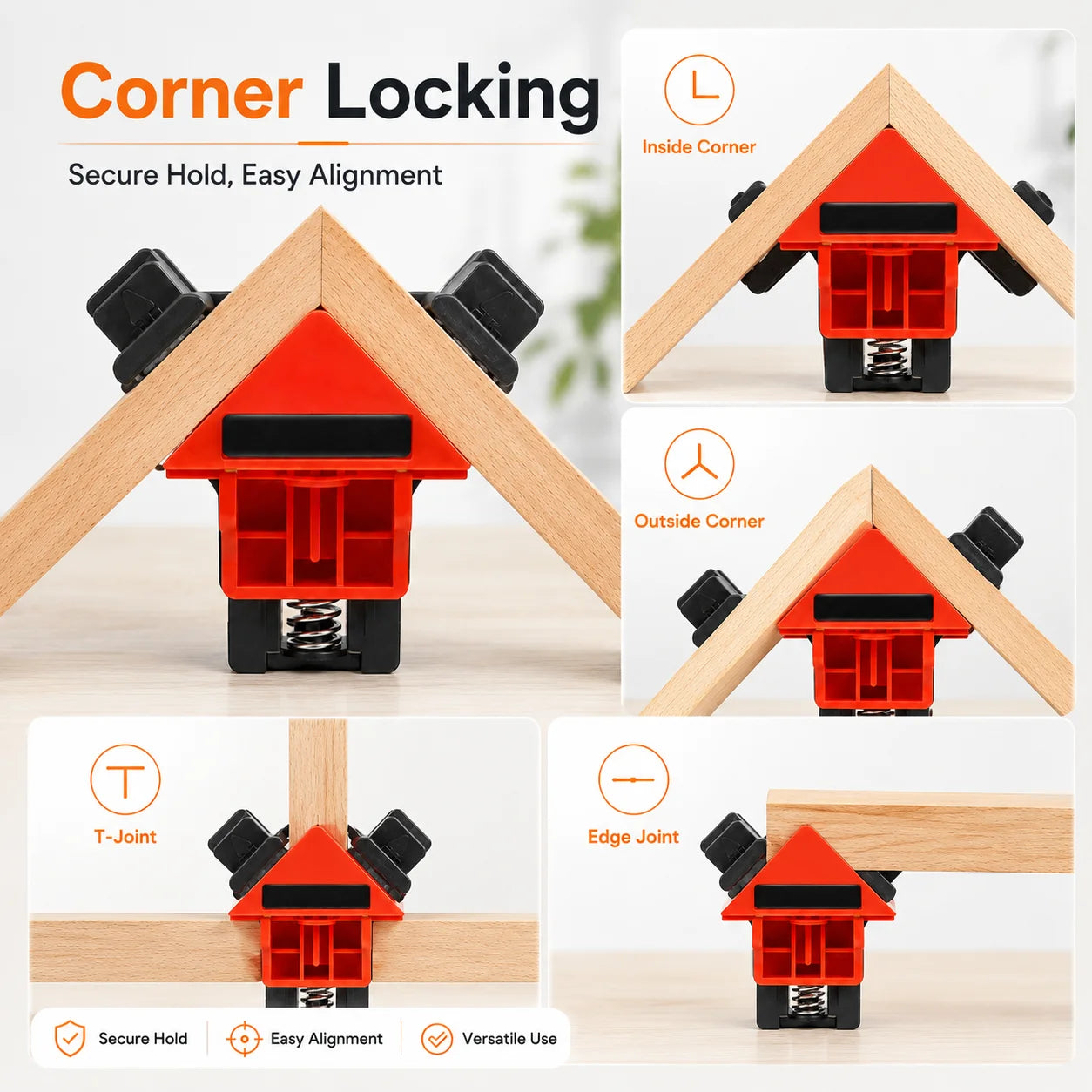 Right Angle Clamp, 90 Degree Corner Clamp, Picture Frame Glass Holder, DIY Woodworking Hand Tool for Furniture Fixing