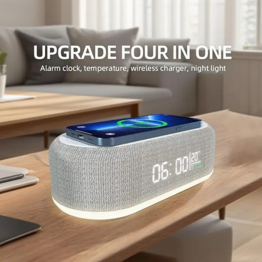 Alarm Clock Wireless Chargers Pad Phone Bedroom Lamp Night Light Desk Thermometer For iPhone 17 16 15 14 13 Fast Charging Dock - Shoppiline