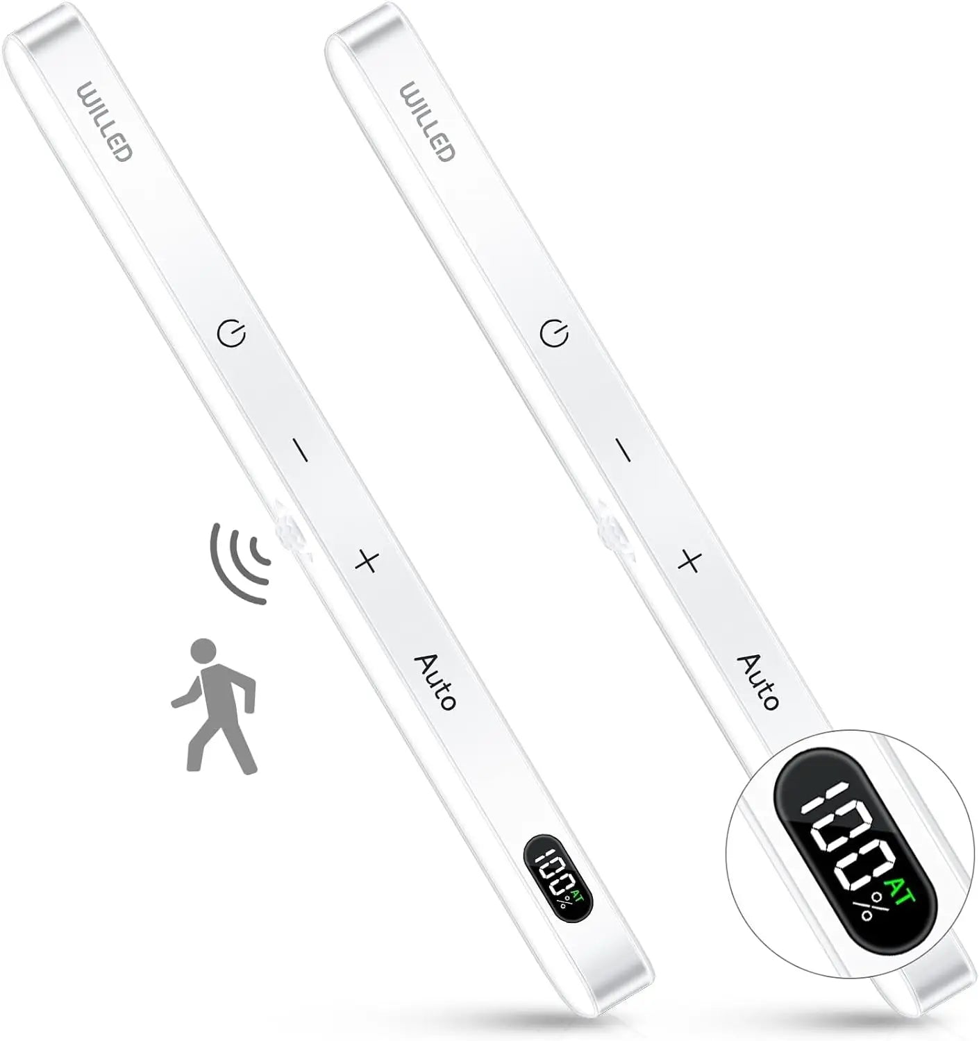 WILLED Under Cabinet Lights Rechargeable Battery Display 60 LED Touch Light Bar Motion Sensor Light Closet Light Night Lights - Shoppiline