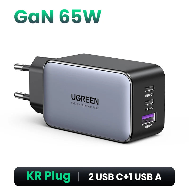 UGREEN 65W GaN Charger Quick Charge 4.0 3.0 USB C Charger for iPhone 17 16 15 Pro Max Laptop Macbook Air Tablet PD Fast Charger - Shoppiline
