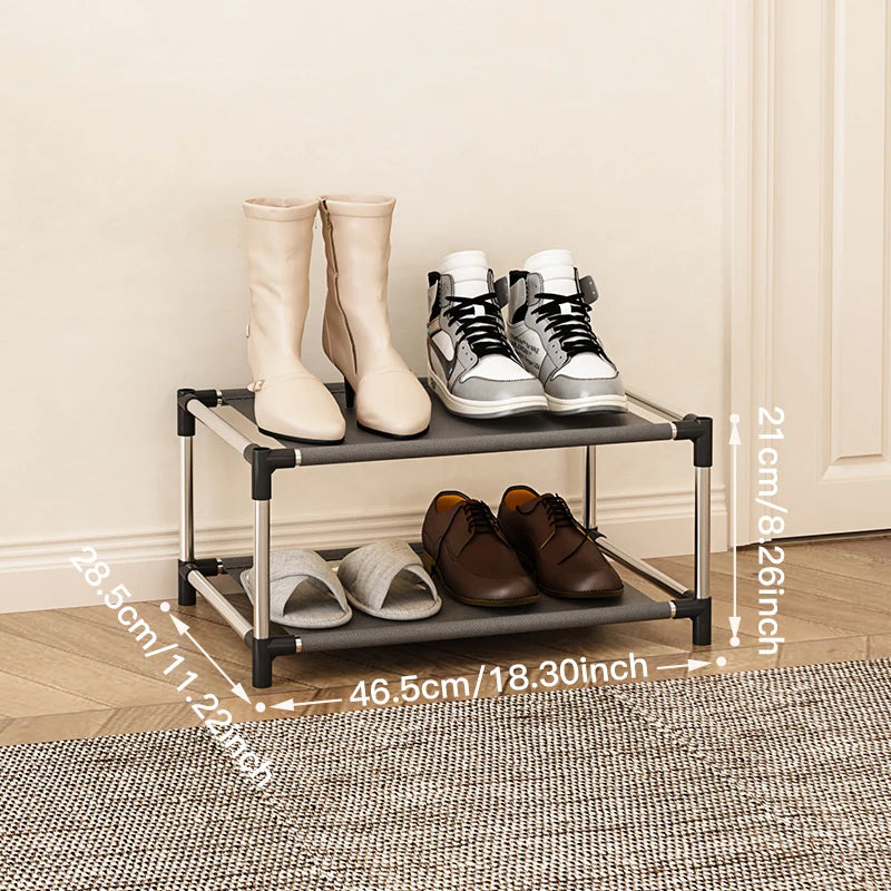 Stylisches Schuhregal Metall Einfaches Schuhregal Schuh-Organizer Ständer Halter Platzsparendes schwarzes Schuhregal für Wohnzimmer