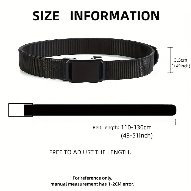 Quick Release Belt Automatic Buckle, Tactical Military Canvas Webbing for Men, Durable Outdoor Workwear Training Pants