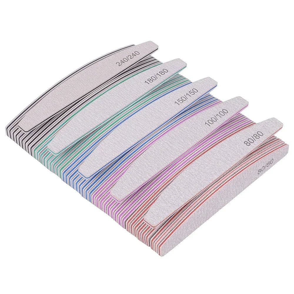 5/10Pcs Professional Nail File 150/180 Sandpaper Strong Thick Nail Files Sanding Half Moon Lime nail accessories and Tools