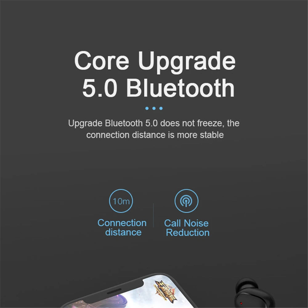 A6S Wireless Bluetooth Earphones - Sport Touch Control Headset With LED Display Stereo Sound For Xiaomi Huawei