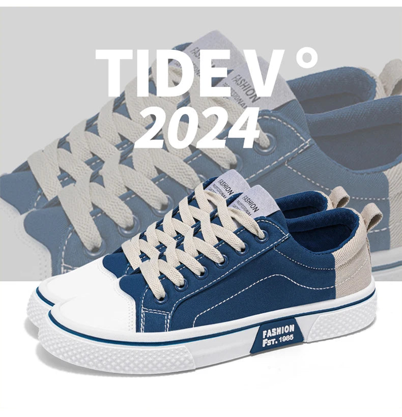 Canvas shoes four seasons men's casual shoes students flat shoes fashion soft-sole outdoor walking shoes youth Joker board shoes