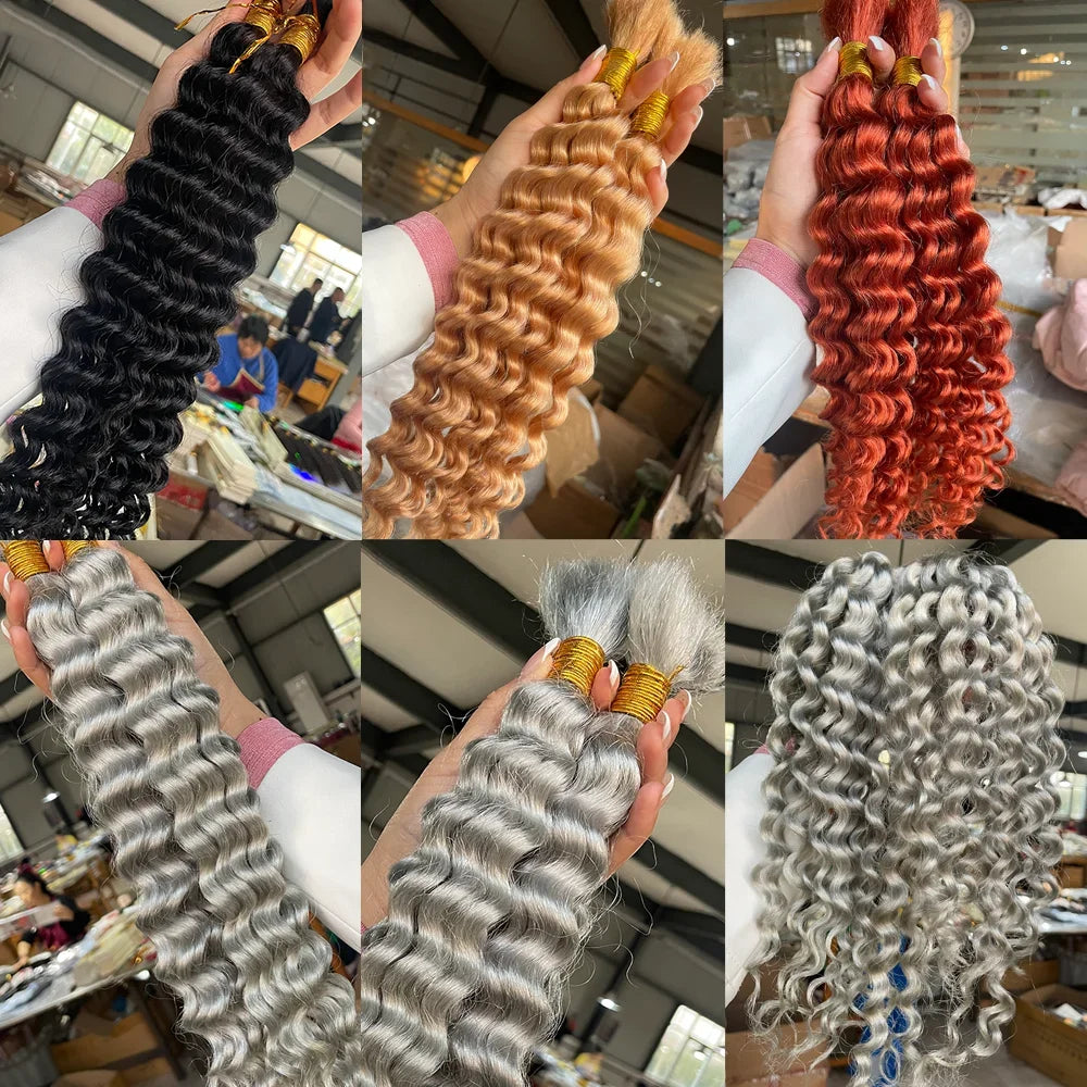 2 paquets de cheveux humains pour tresses bohèmes, 14 pouces 100G 10A, cheveux brésiliens vierges ondulés en vrac pour tresser