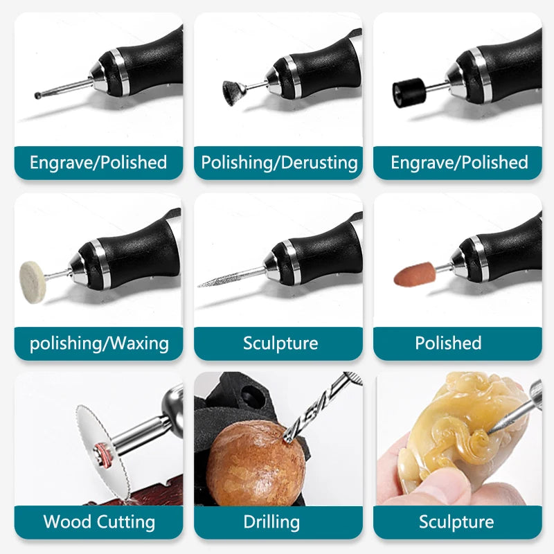 JANGKLIFE USB Cordless Rotary Tool Kit Woodworking Engraving Pen DIY For Jewelry Metal Glass Mini Wireless Drill - Shoppiline