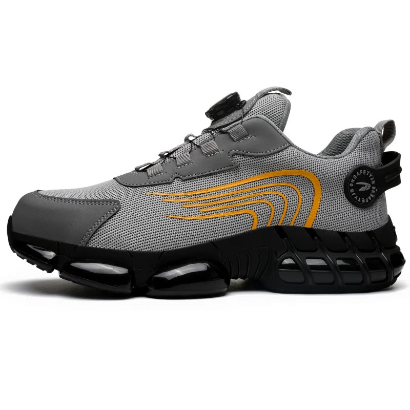 Rotary Buckle Work Safety Shoes For Men and Women Air Soft Sole Lightweight Protective Work Sneakers Men Breathable Boots - Shoppiline