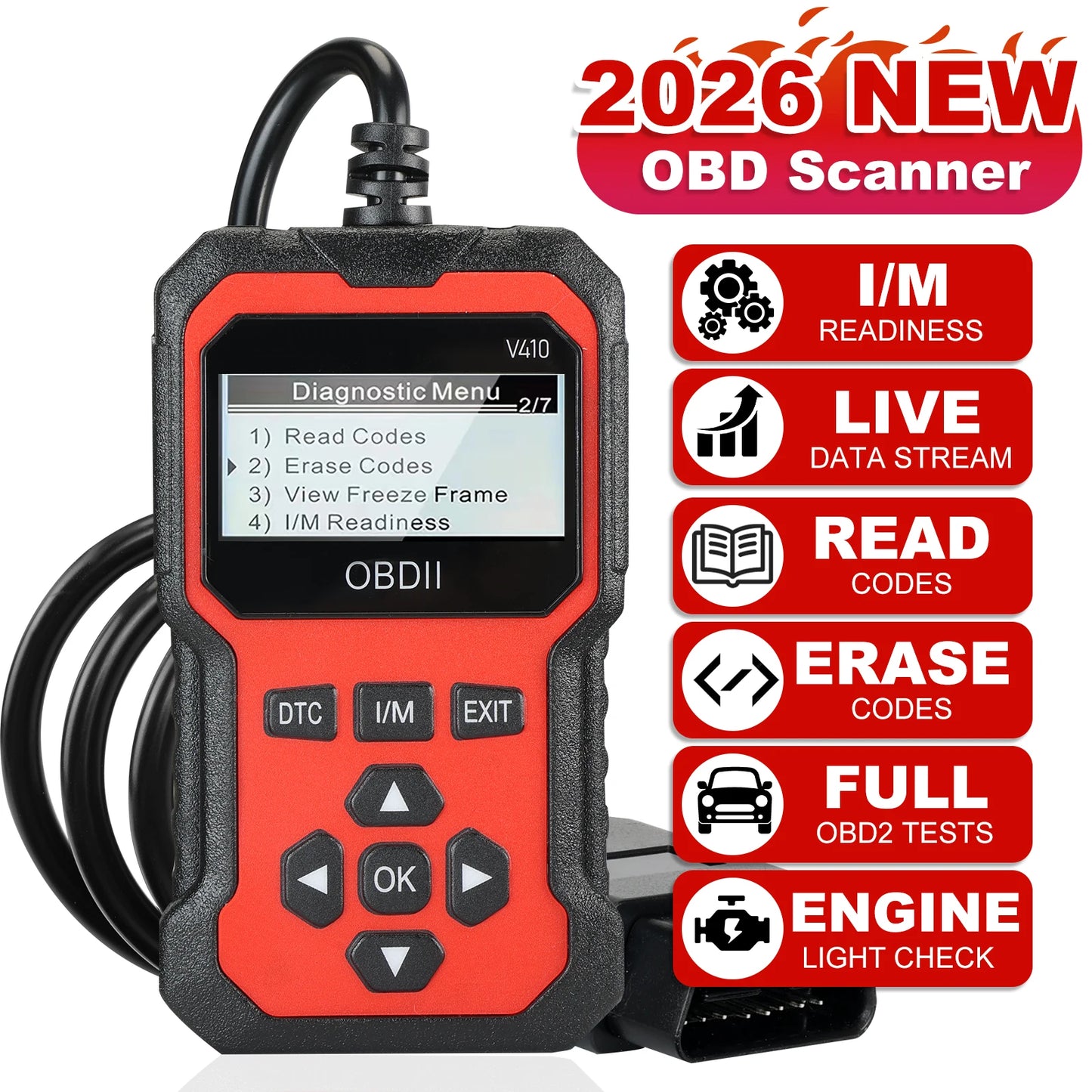 V410 Car Diagnostic Scanner Tool ABS Engine Oil Reset Function Auto Scanner Tool for All Cars