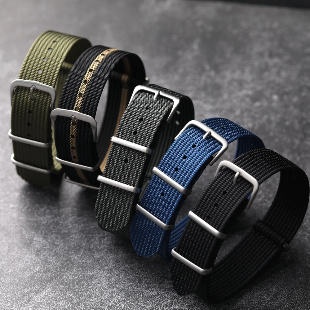 Neues geripptes Nylonarmband Nylon Uhrenarmband 18mm 20mm 22mm Uhrenarmbandzubehör für Militäruhrenarmband Armbänder