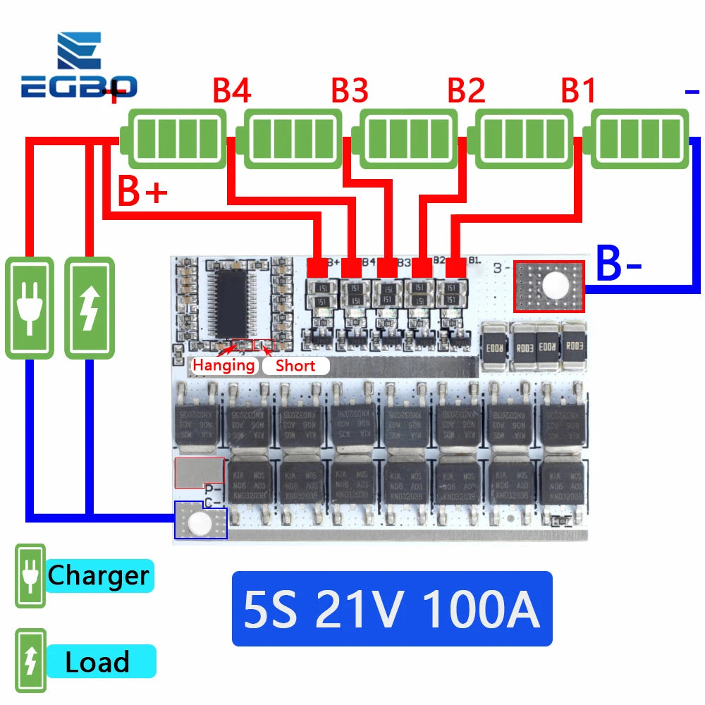 3S/4S/5S Bms 12.6V 16.8V 21V 3.7V 100A Li-ion Lmo Ternary Lithium Battery Protection Circuit Board Li-polymer Balance Charging