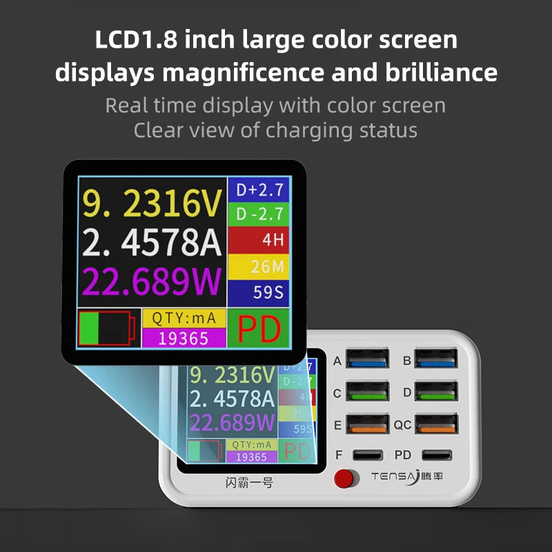 Multi functional 8-port USB Wireless Fast Charging Station Visual Current Detection Charger For Mobile Phone iPad Flash Charging - Shoppiline
