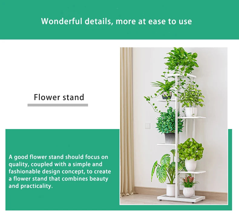 Cordlal Glänzender Blumenständer Eisen 6/7/8 Etagen Pflanzenhalter Ablageregal Topfregal Organizer Hausgarten-Dekoration