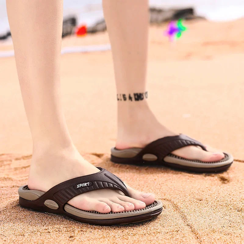 Massage Flip Flops for Men Summer Breathable Beach Shoes Sandals 46 Men Luxury Flip Flops Breathable Plus Big Size Men Slippers