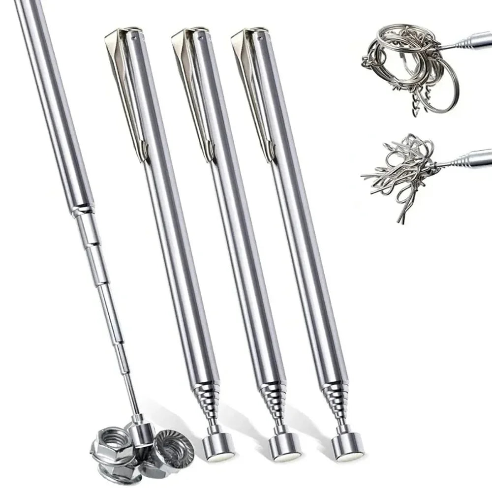 1PC Silver/Black Portable Telescopic Magnetic Pen Pick Up Hand Tool Capacity for Picking Up Nut Bolt Extendable Pickup Rod Stick