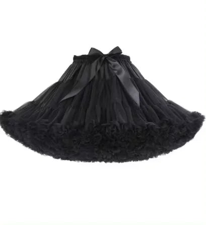 Lowest Pirce Womens 2-Layered Pleated Tulle Petticoat White Black Tutu Puffy Party Cosplay Skirt Lolita Cosplay Bridal Crinoline