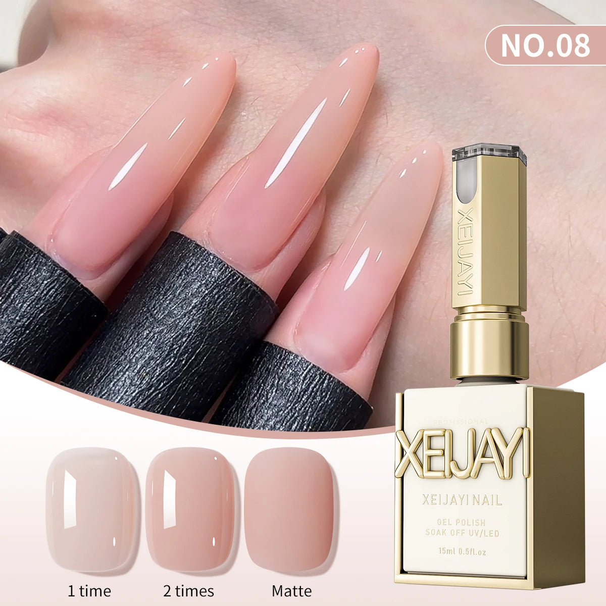 Lot de 1/6 vernis à ongles semi-permanents, 15 ml, effet gelée glacée, UV/LED – kit, sans formaldéhyde. Ovale, brillant. Idéal pour salon et DIY.