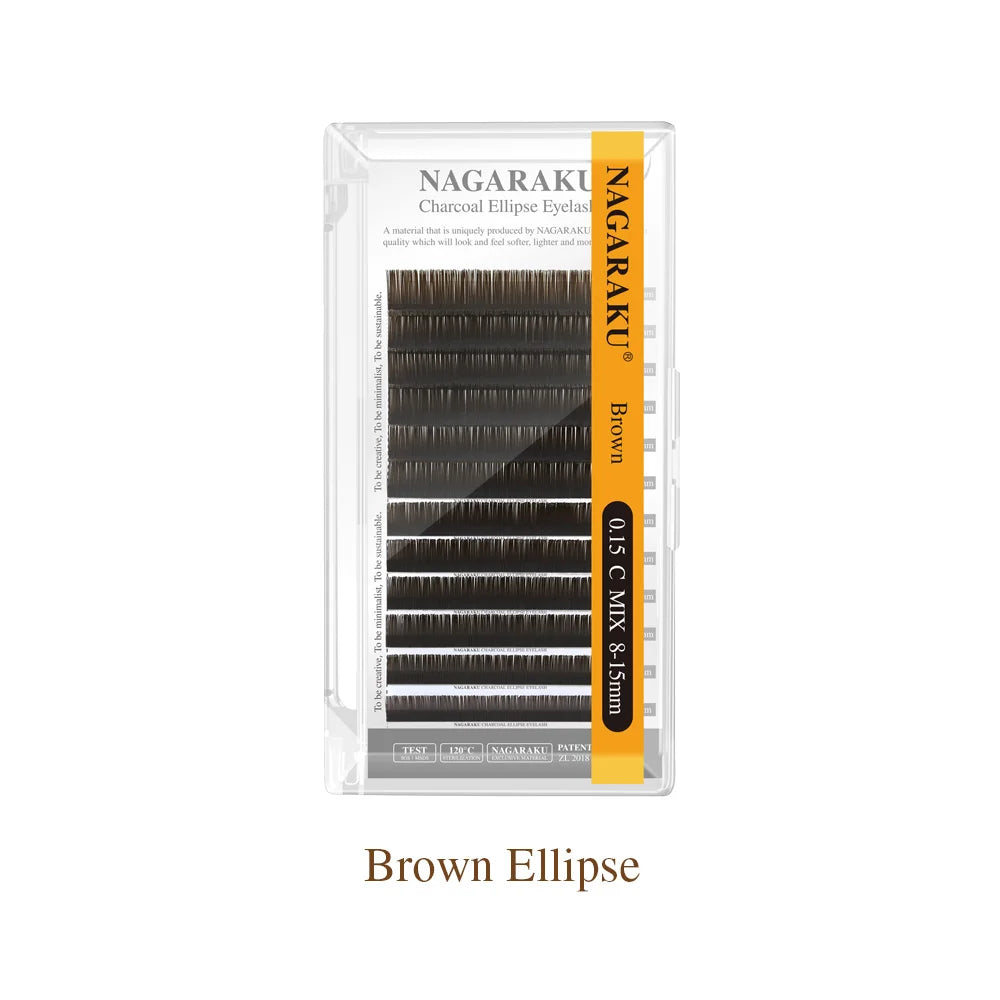 NAGARAKU Flat Split Tips Soft Natural Charcoal Ellipse Extension Supplies Brown Black Grey Light Black