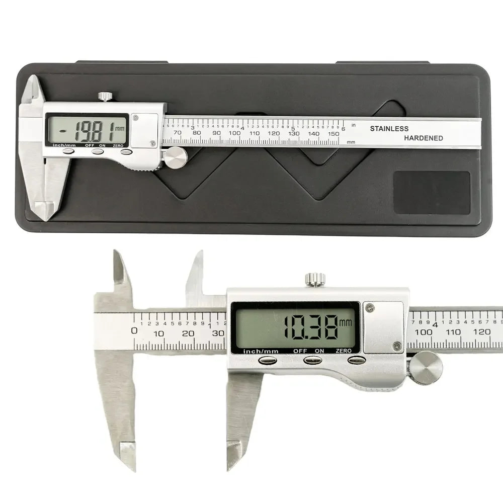6 Inch 150mm Digital Vernier Caliper Stainless Steel Micrometer Measuring Tool Depth Ruler - Shoppiline