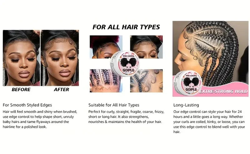 GOIPLE Anfänger Lace Wig Stylingprodukte Lang anhaltender Finishing Wachs Stick und Edge Control Gel Perückenkleber Kleinformat Set