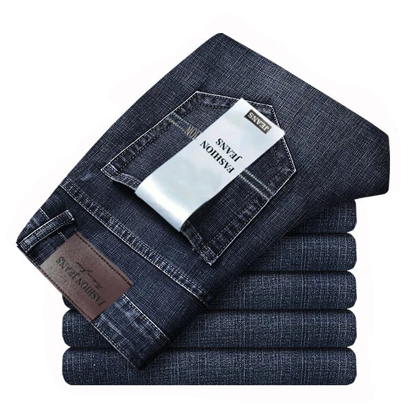 2026 New Style Business Men's Jeans Casual Straight Stretch Fashion Classic Blue Black Work Pant Denim Trousers Male Clothing