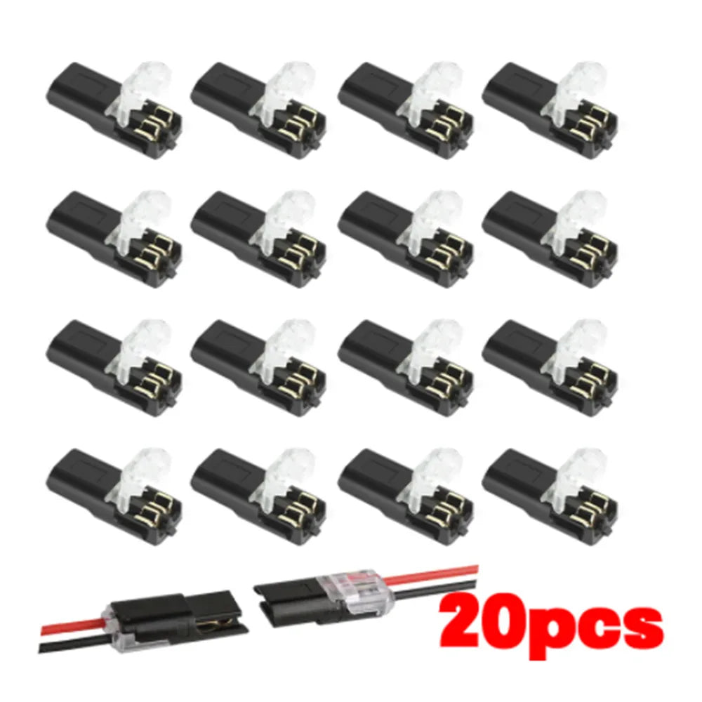 20/30/50/100PCS Double Wire Plug-in Waterproof Quick Connectors with Locking Buckle 2 Way Car Wire Terminal Block Cable Clamps