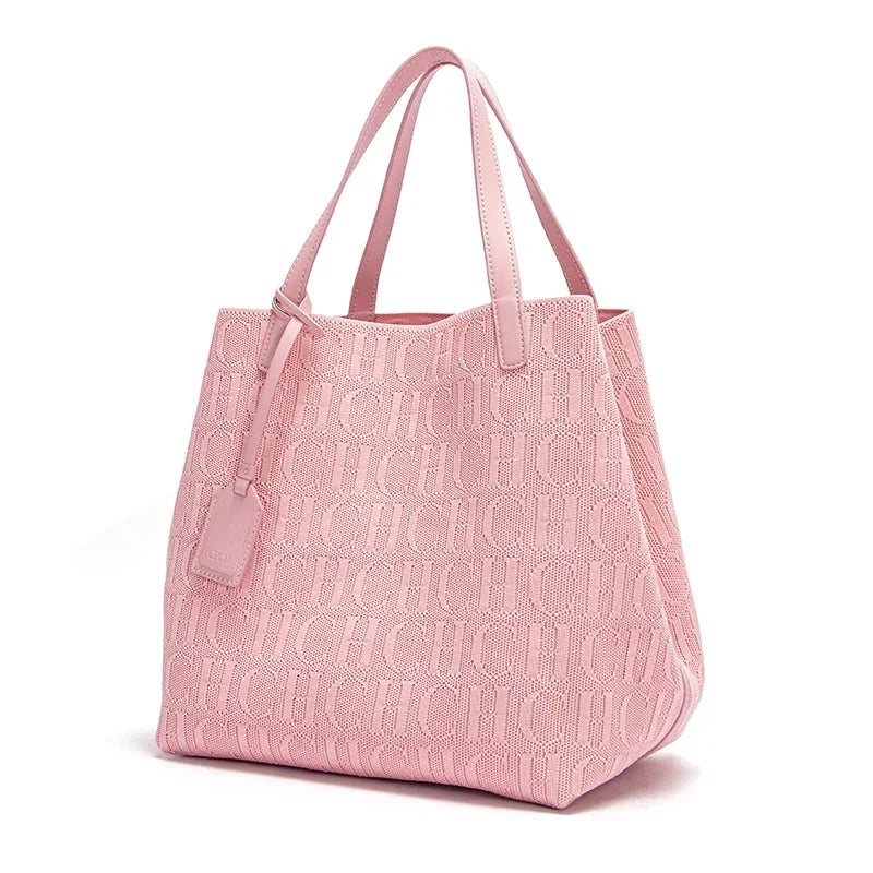 CH High Quality Craft Large Capacity Handbag Ladies Shoulder Bag Fashion Classic New Pure Color Outer Pocket Ladies Handbag - Shoppiline