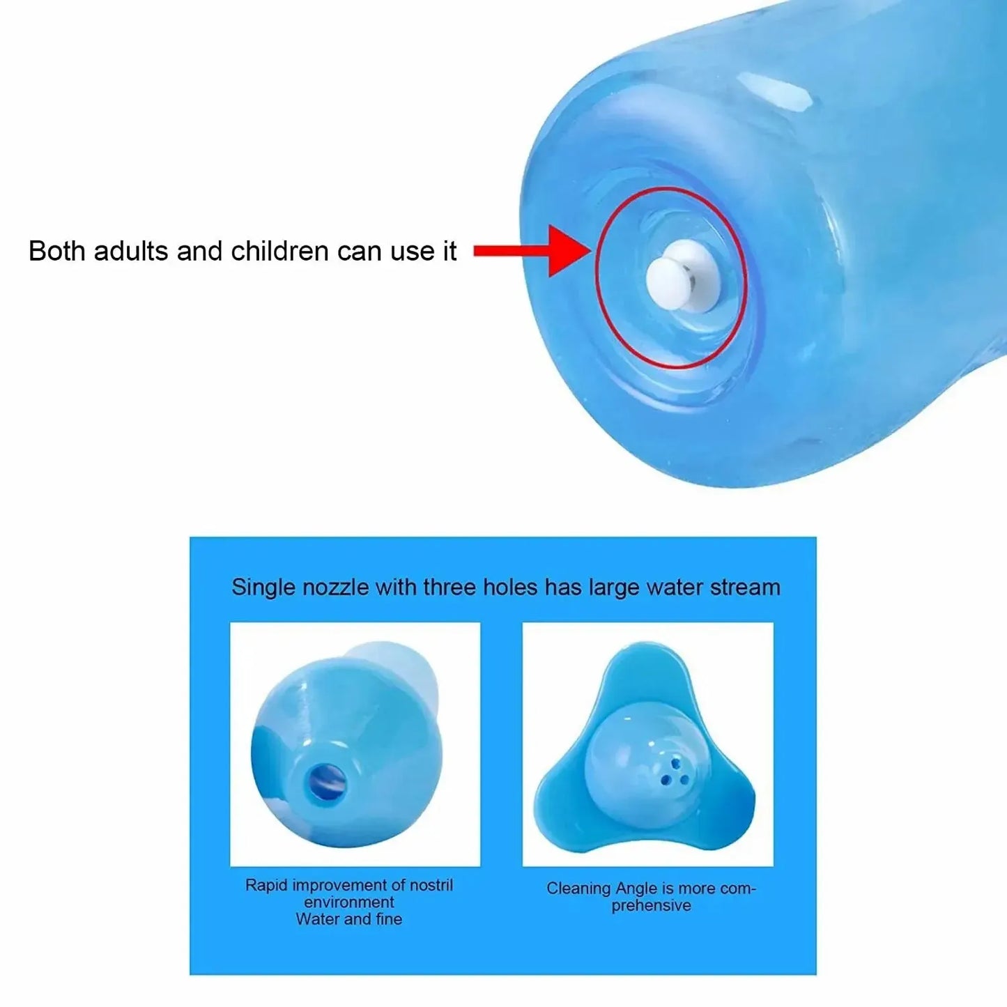 1 pièce bouteille de lavage nasal 300ml adulte et enfant cavité nasale et bouteille de lavage nasal solution saline physiologique rhinite manuelle