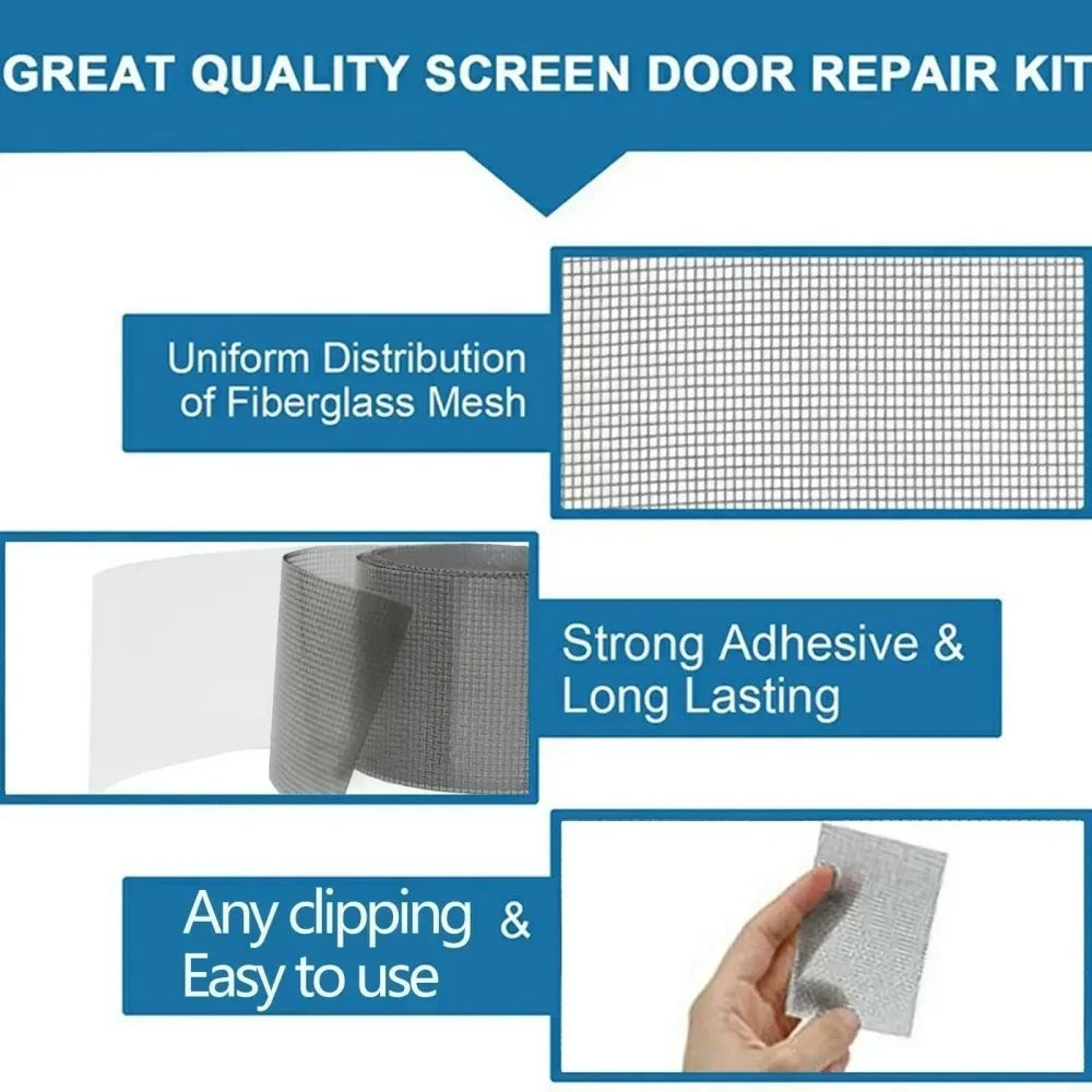 Strong Window Screen Repair Tape Waterproof Anti Mosquito Door Mesh Patch Tape Broken Holes Repair Essential Accessories Tool
