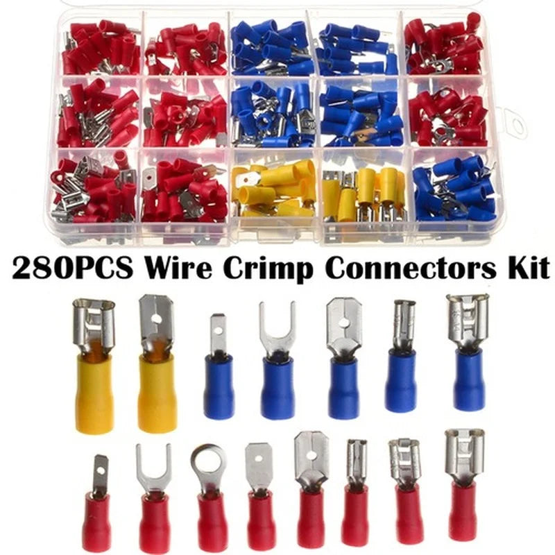 280/480/720pcs Cable Lugs Assortment Kit Wire Flat Female and Male Insulated Electric Wire Cable Connectors Crimp Terminals Set