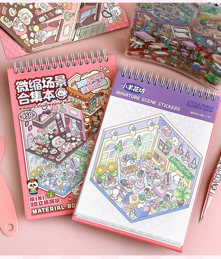 20Pcs 20in1 3D Cartoon Sticker Book | DIY Scenes Creative Gift for Kids, Portable Sticker Album for Birthday Christmas Crafts